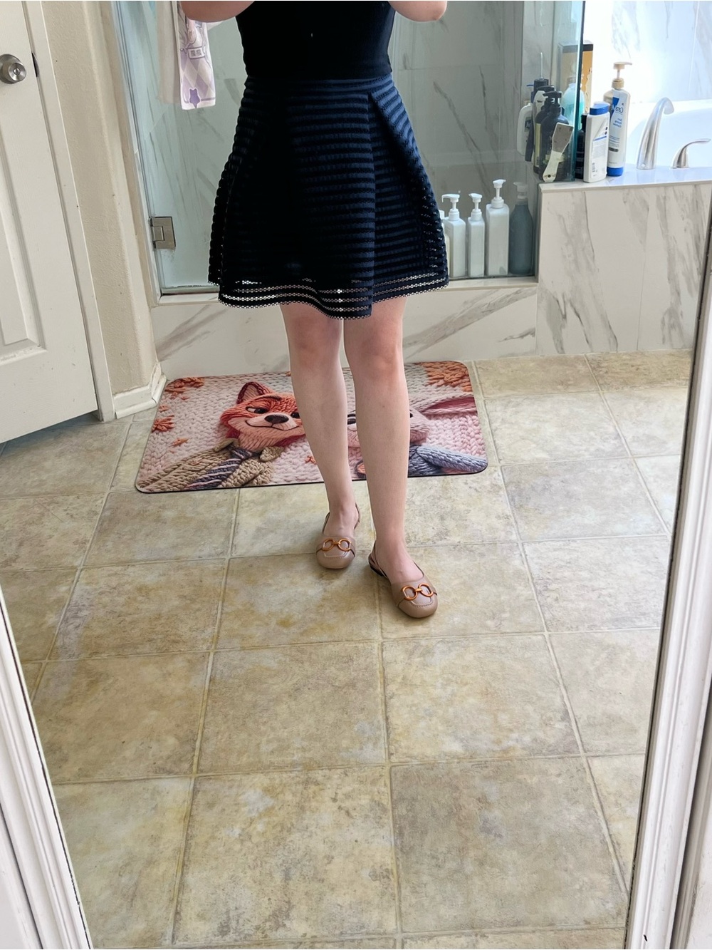 Express Size 4 Navy Blue Fit-and-Flare Skater Skirt